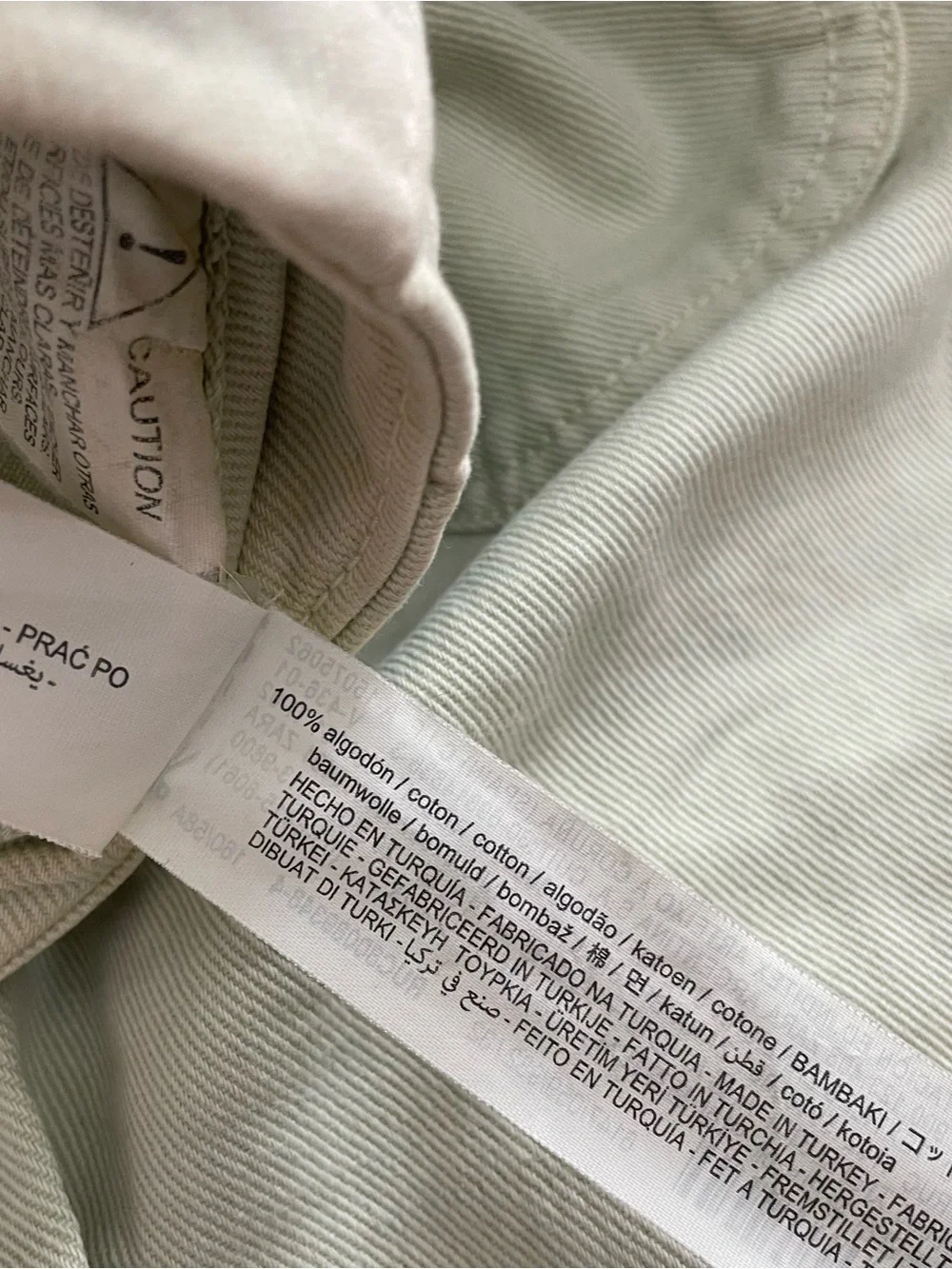 Zara Woman Mint Green Wide-Leg Jeans Front Patch pockets size 2 100% cotton - Picture 10 of 12